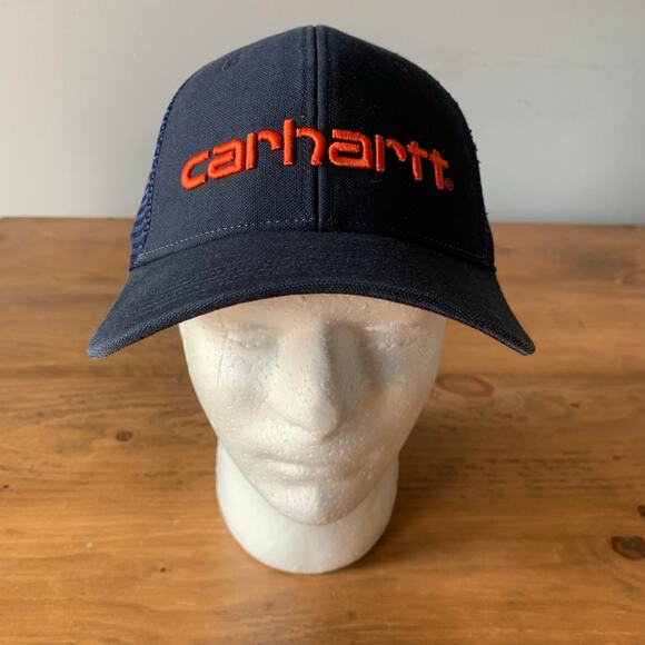Carhartt Blue Mesh Trucker Snap Back Cap Hat One Size Adjustable New - Picture 3 of 9